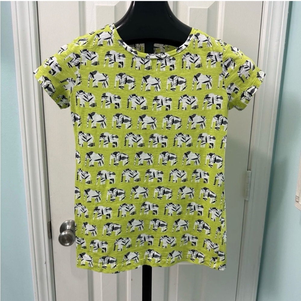 Crown & Ivy Women's Size XS Lime Green Elephant Floral Authentic Tee Shirt